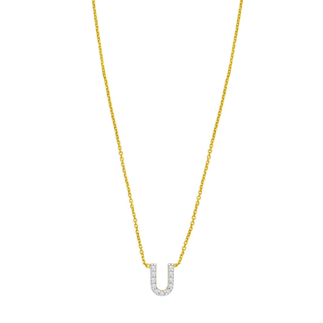 14K Mini Diamond U Initial
