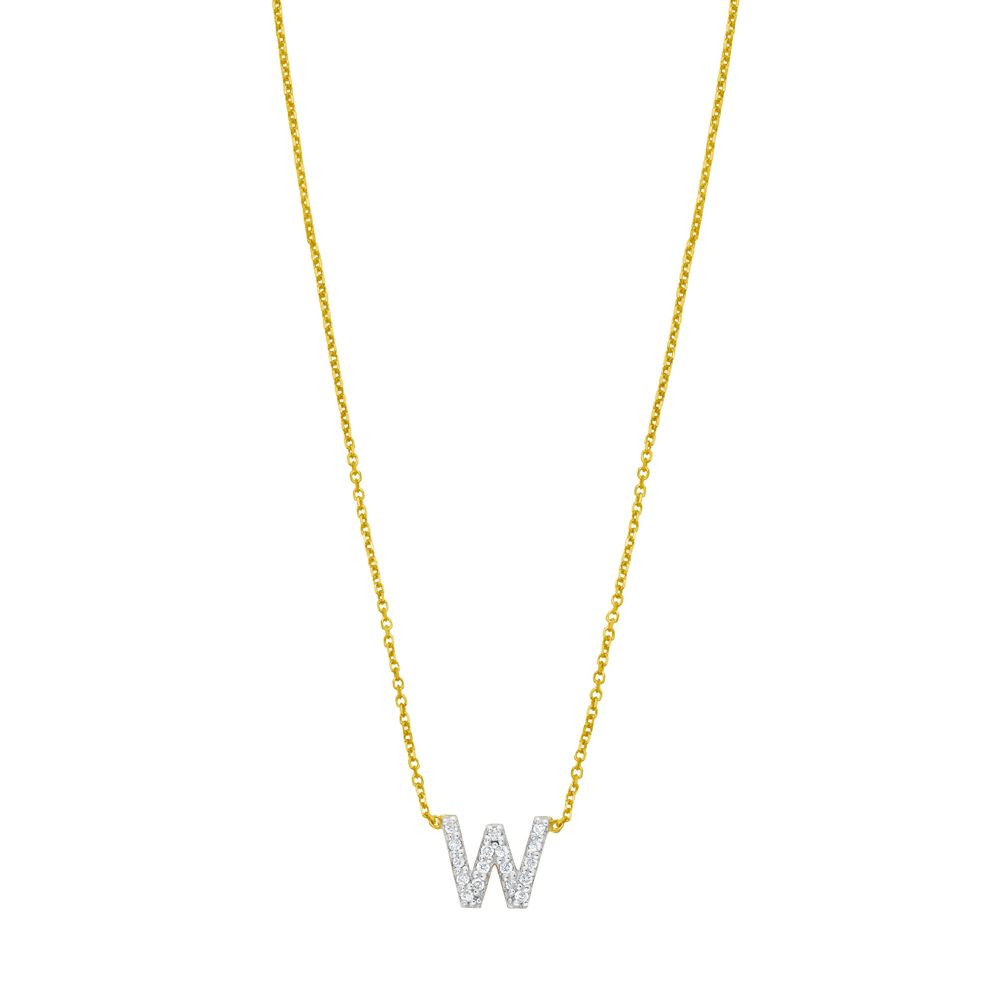 14K Mini Diamond W Initial