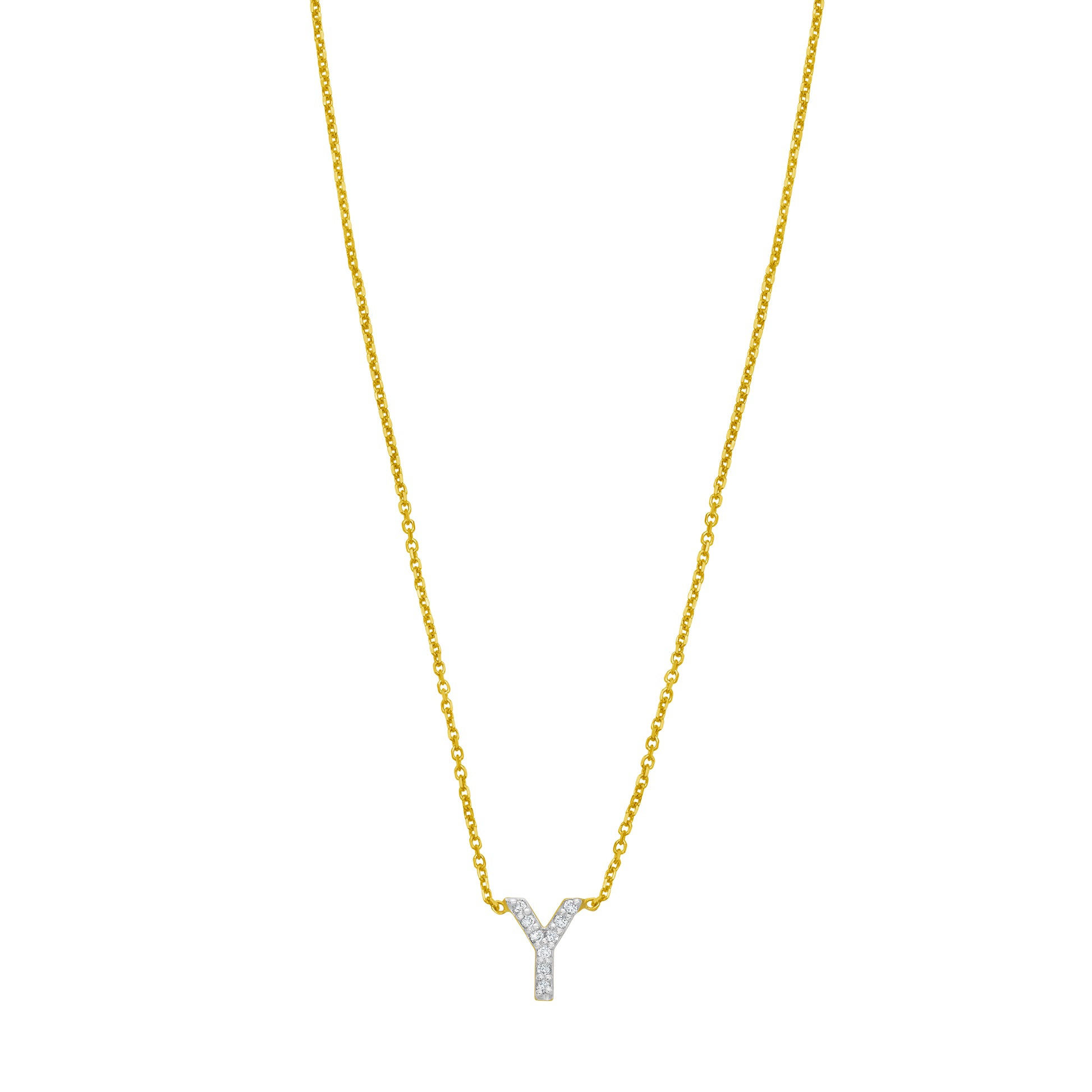 14K Mini Diamond Y Initial