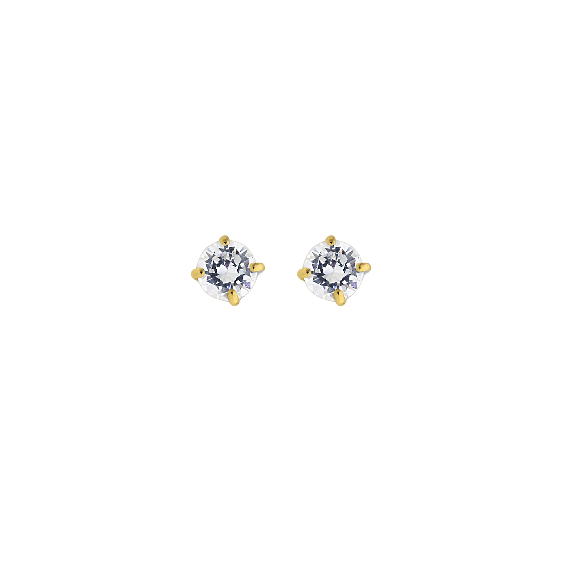 14K Gold 4mm Round CZ Stud Earring