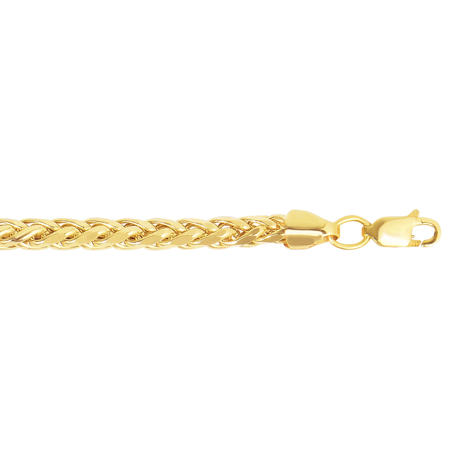 14K Gold 20"" 4.1mm Diamond Cut Lite Round Wheat Chain