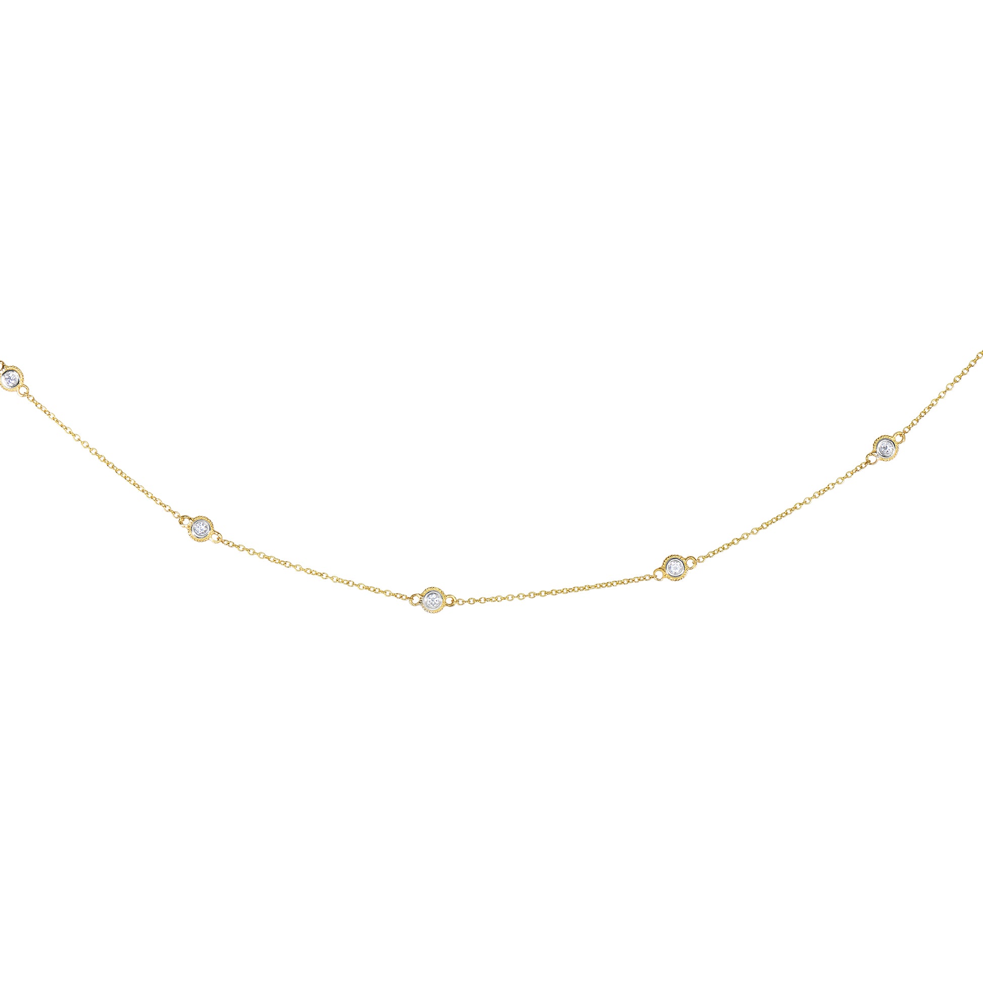 14K Gold .25ct Diamond Station Necklace