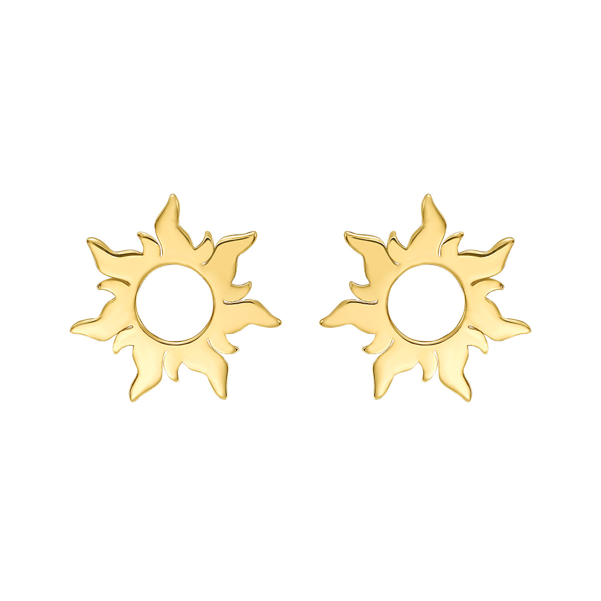 14K Flaring Sun Stud Earrings