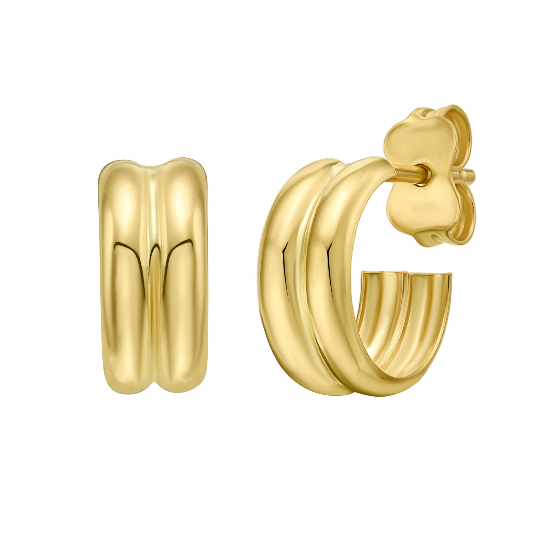 14K Double Row C-Hoops