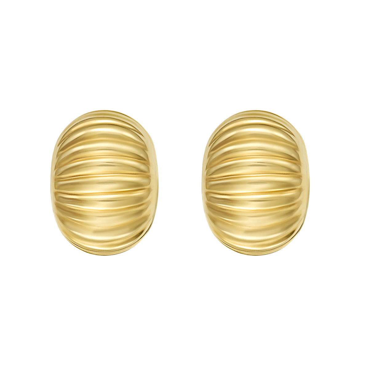 14K Oval Button Earrings