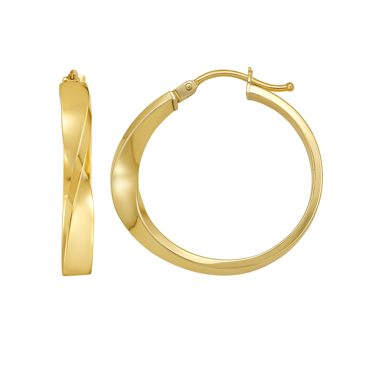 14K Twisted Square Tube Hoop Earrings