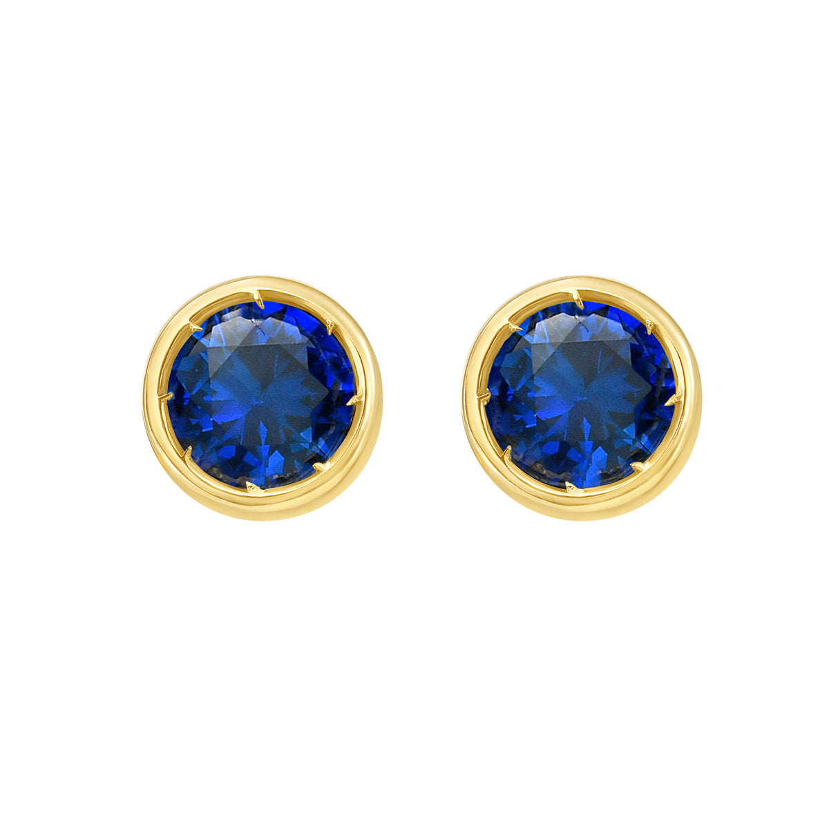14K Created Blue Sapphire Birthstone Earrings