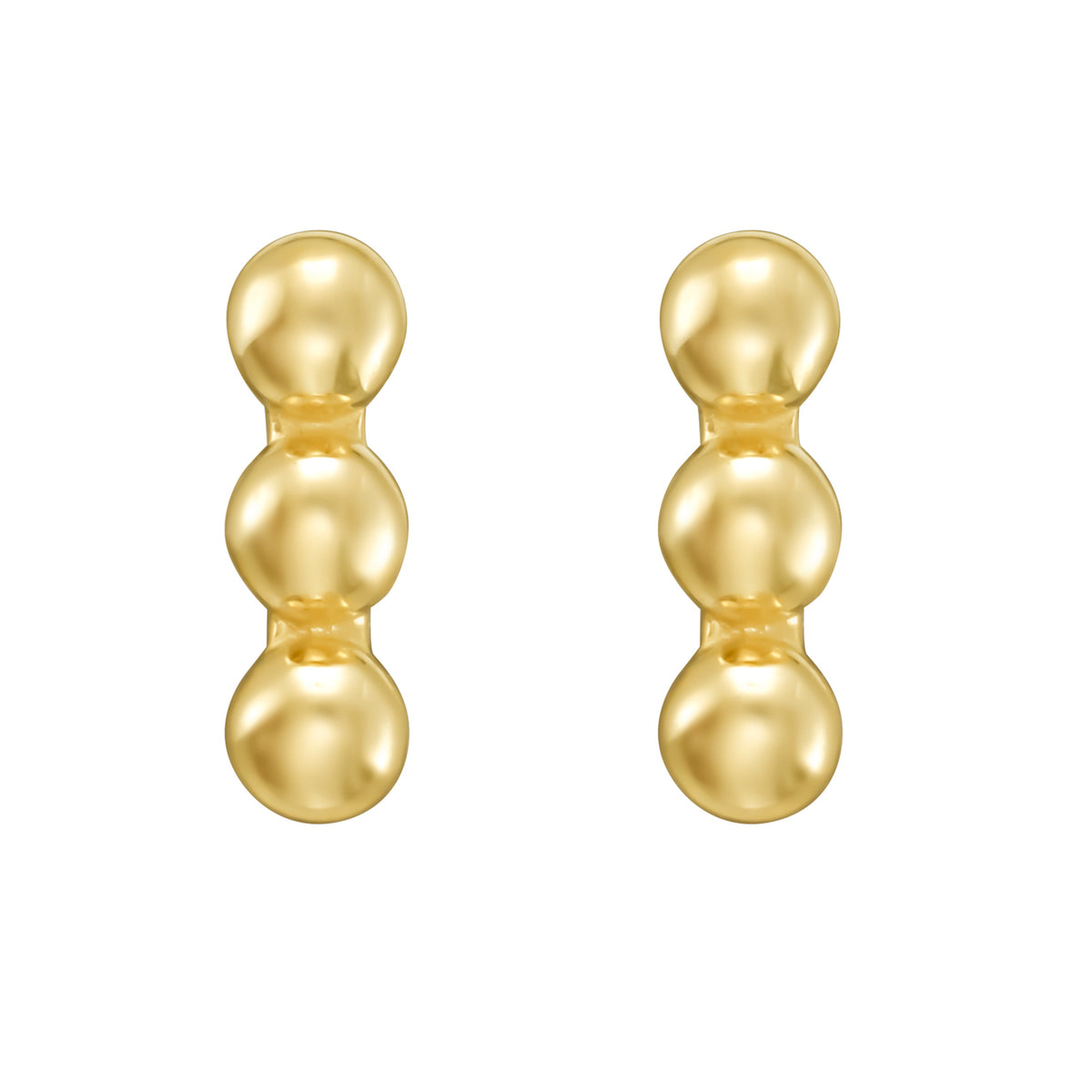 14K Beaded Bar Post Earrings