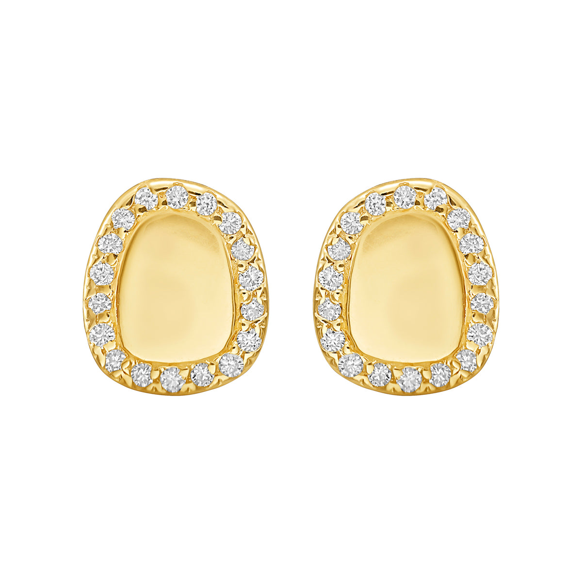 14K Diamond Freeform Cushion Earrings
