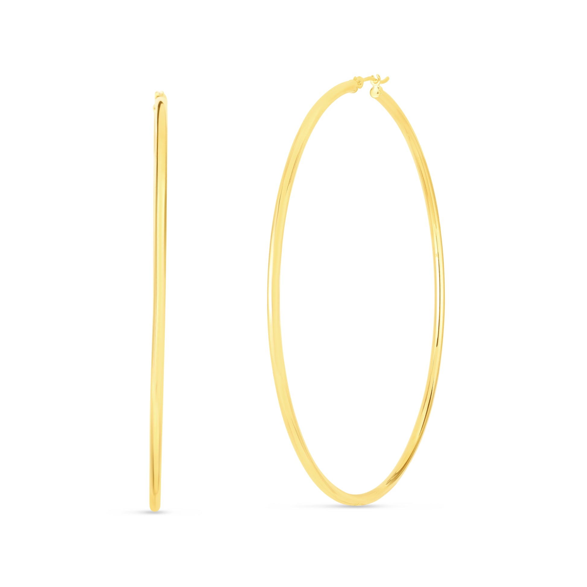 14K Gold 2x70mm Polished Hoop Earring