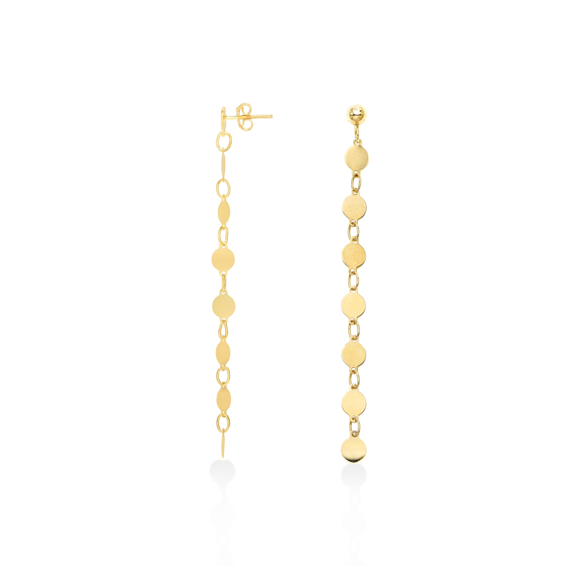 14K Gold Mirror Chain Drop Earring