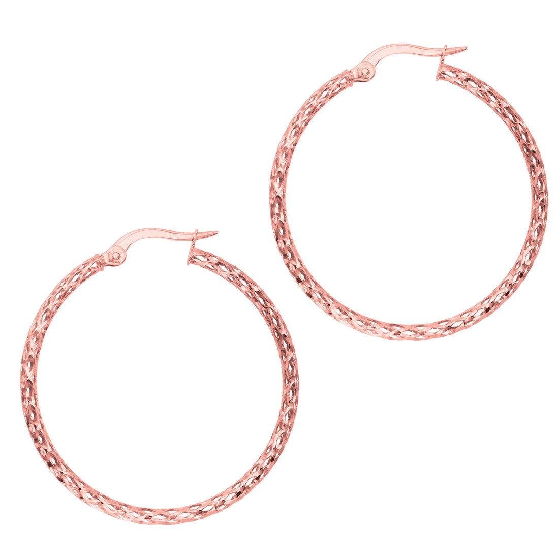 14K Gold Diamond Cut Hoop Earring