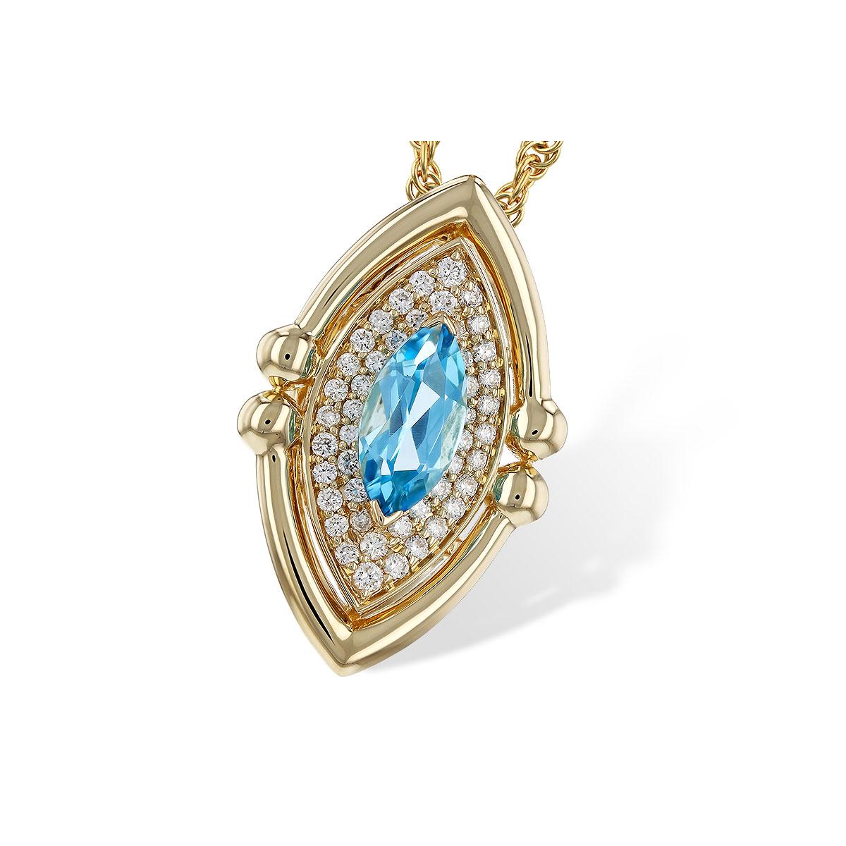 14KT Gold Blue Topaz Necklace