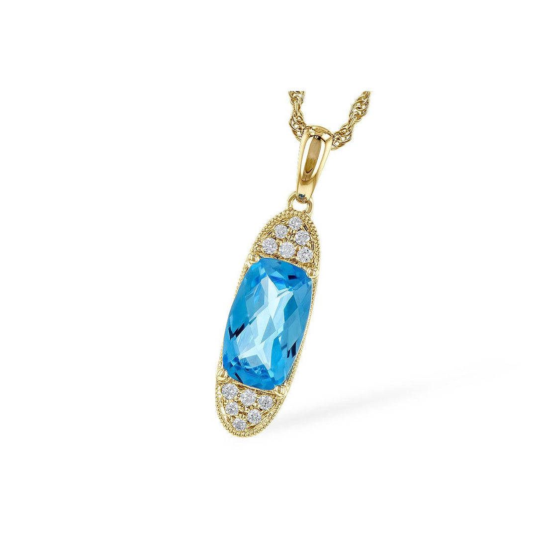 14KT Gold Blue Topaz Necklace