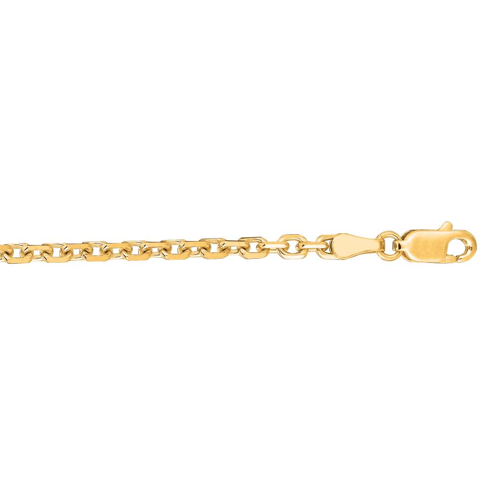 18K Gold 2.6mm Diamond Cut Cable Chain