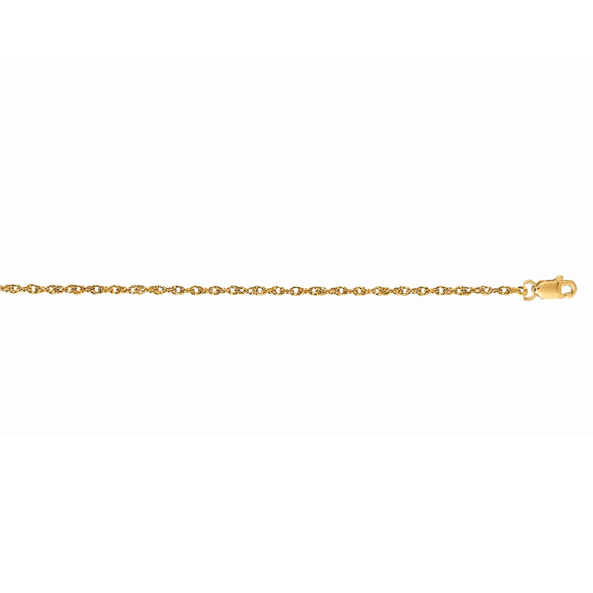 14K Gold 1.0mm Machine Rope Chain (Carded)