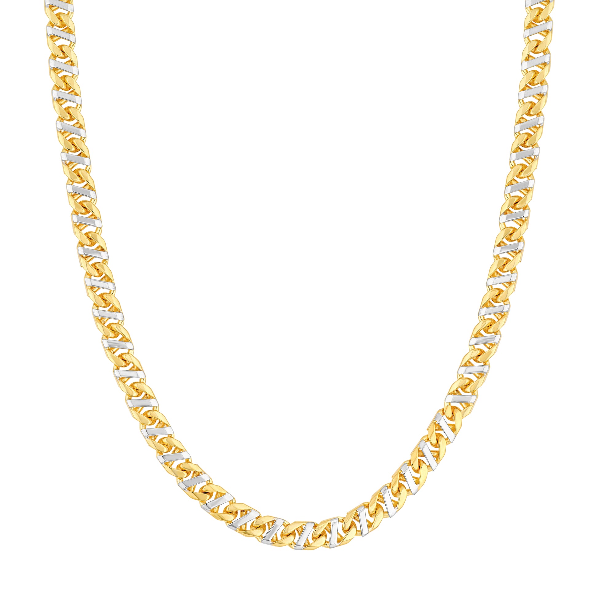 7mm Two-Tone Mens Mariner Chain