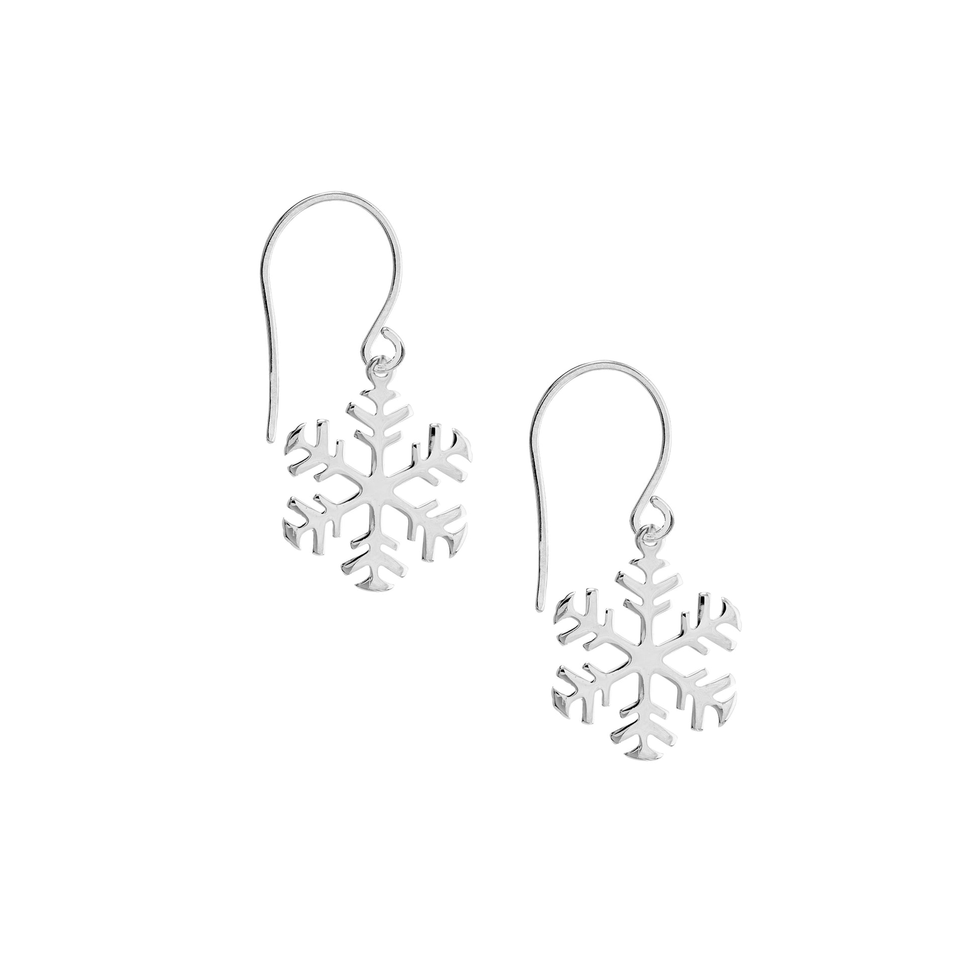 Polished Snowflake Earrings on Fish Hook