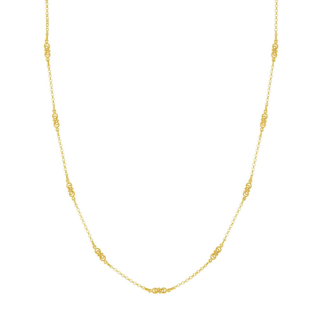 Rolo Chain with Twisted Stations Necklace