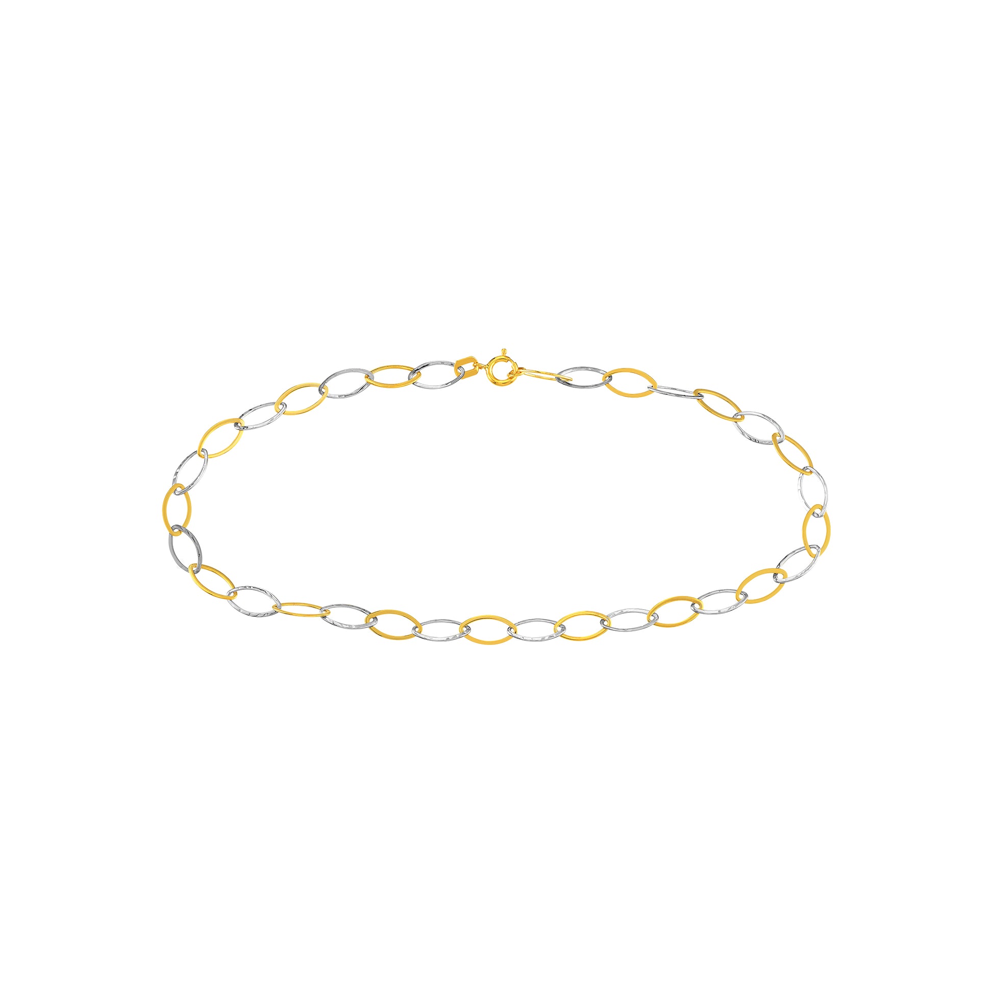 Two-Tone Oval Stamping Link Chain Anklet