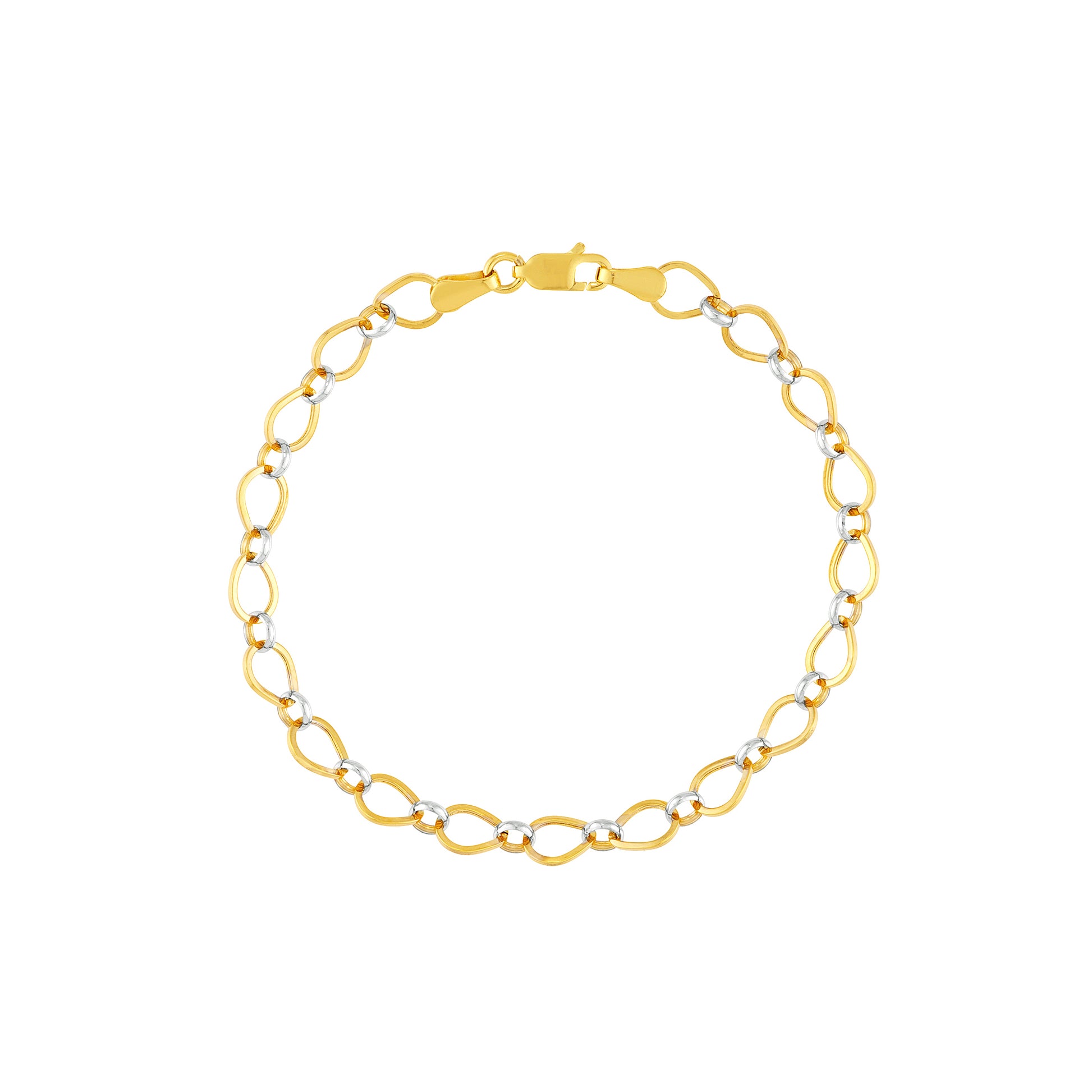 Two-Tone Open Teardrop Link Bracelet