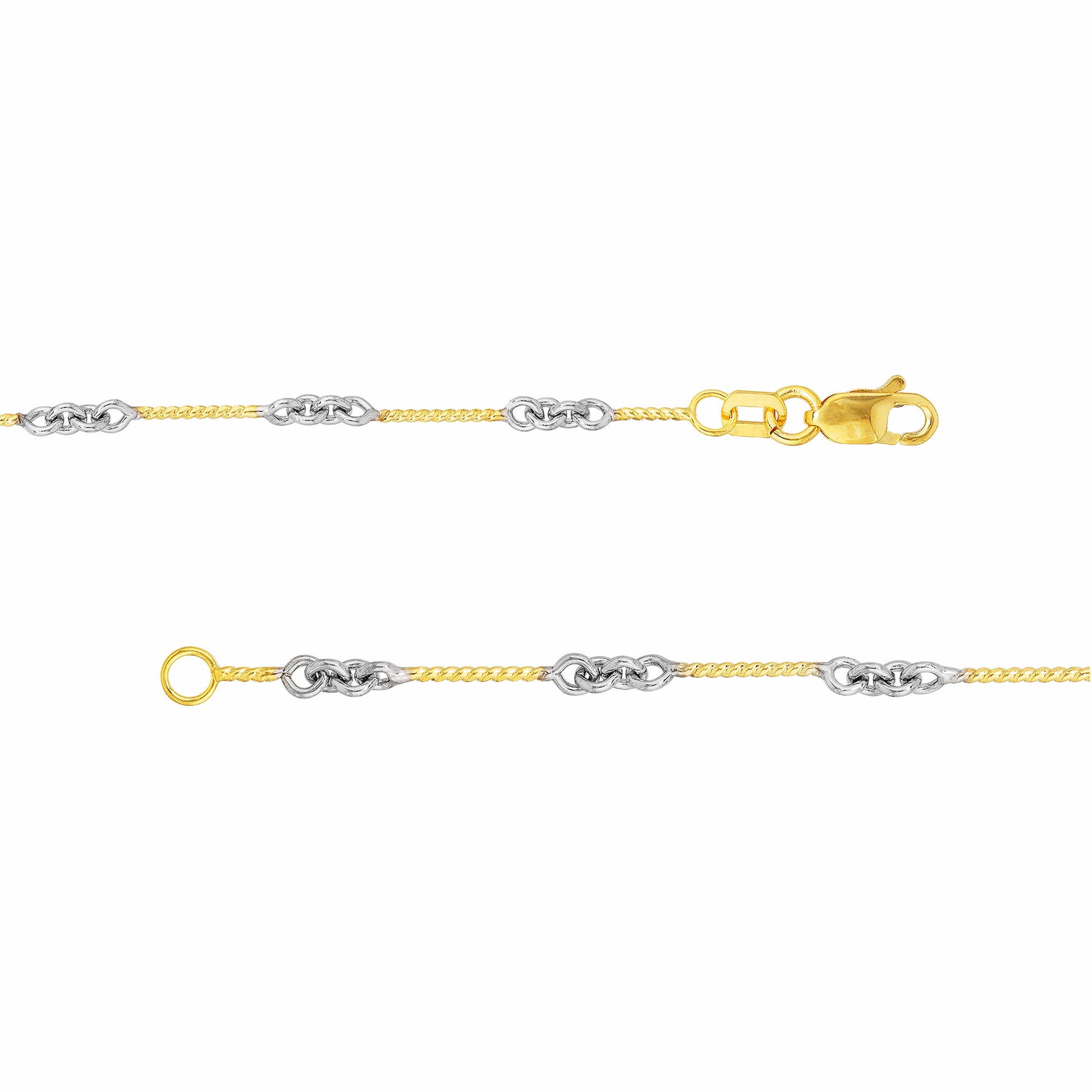 0.8mm Two-Tone Designer Twist Chain with Lobster Lock