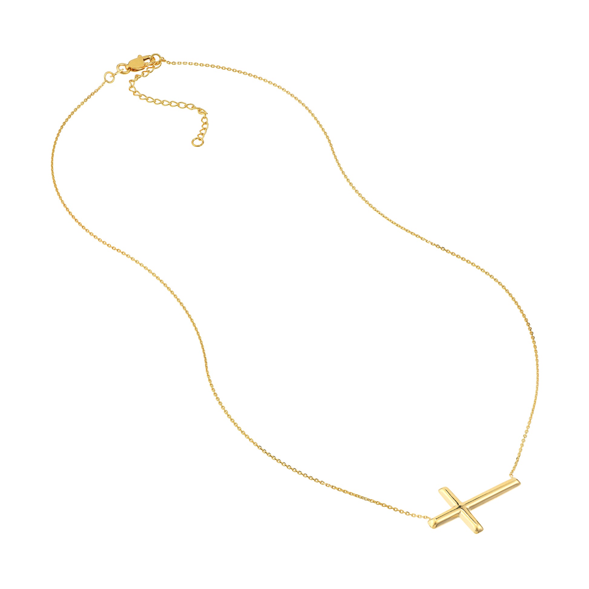 Large Sideways Cross Adjustable Necklace