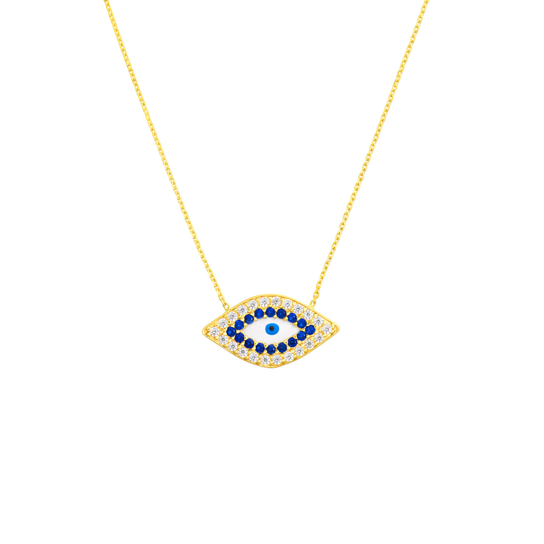 CZ-Lined Evil Eye Adjustable Necklace