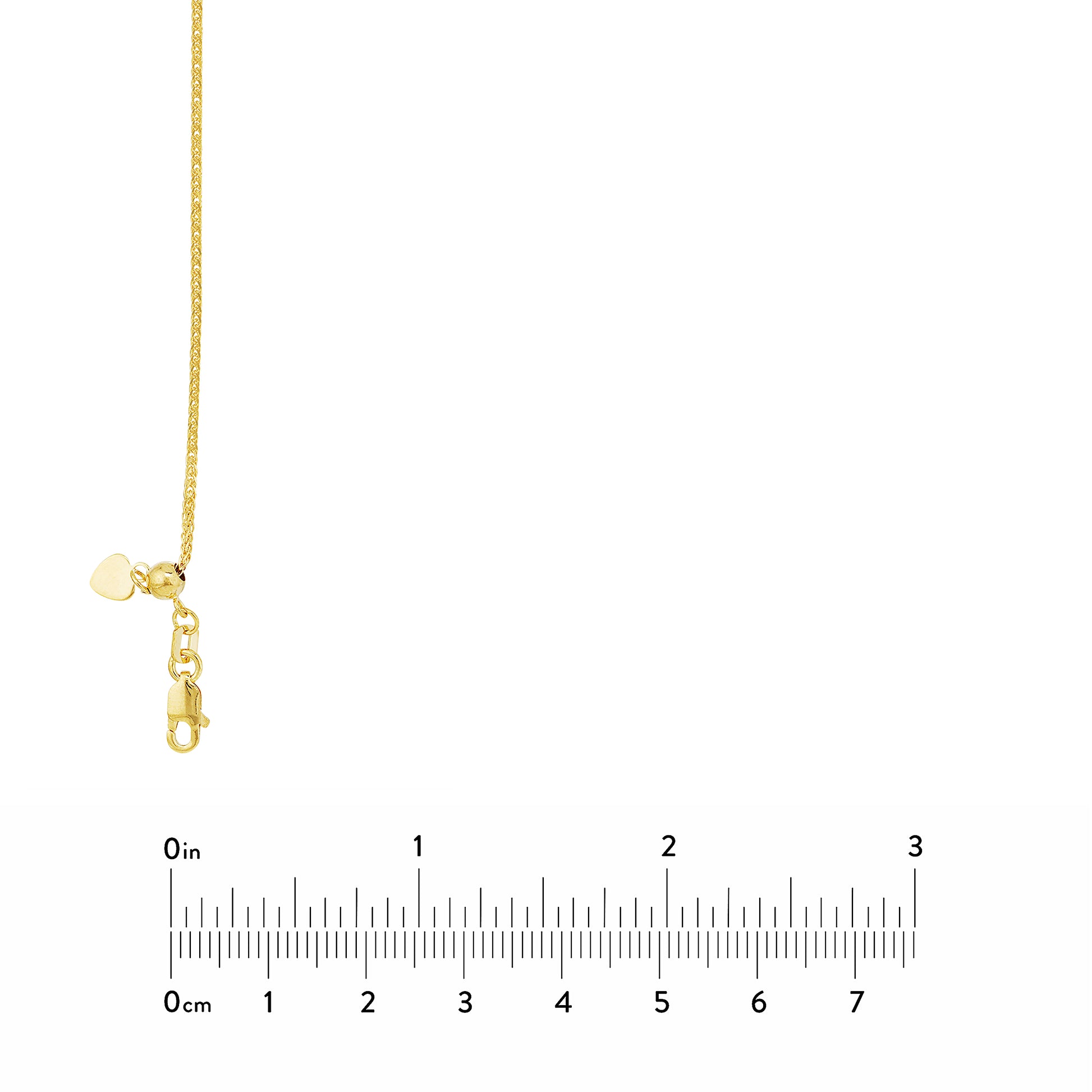 1.25mm Square Wheat Chain with Slider Bead