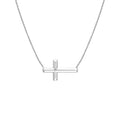 Sterling Silver E2W Small Sideways Cross Necklace