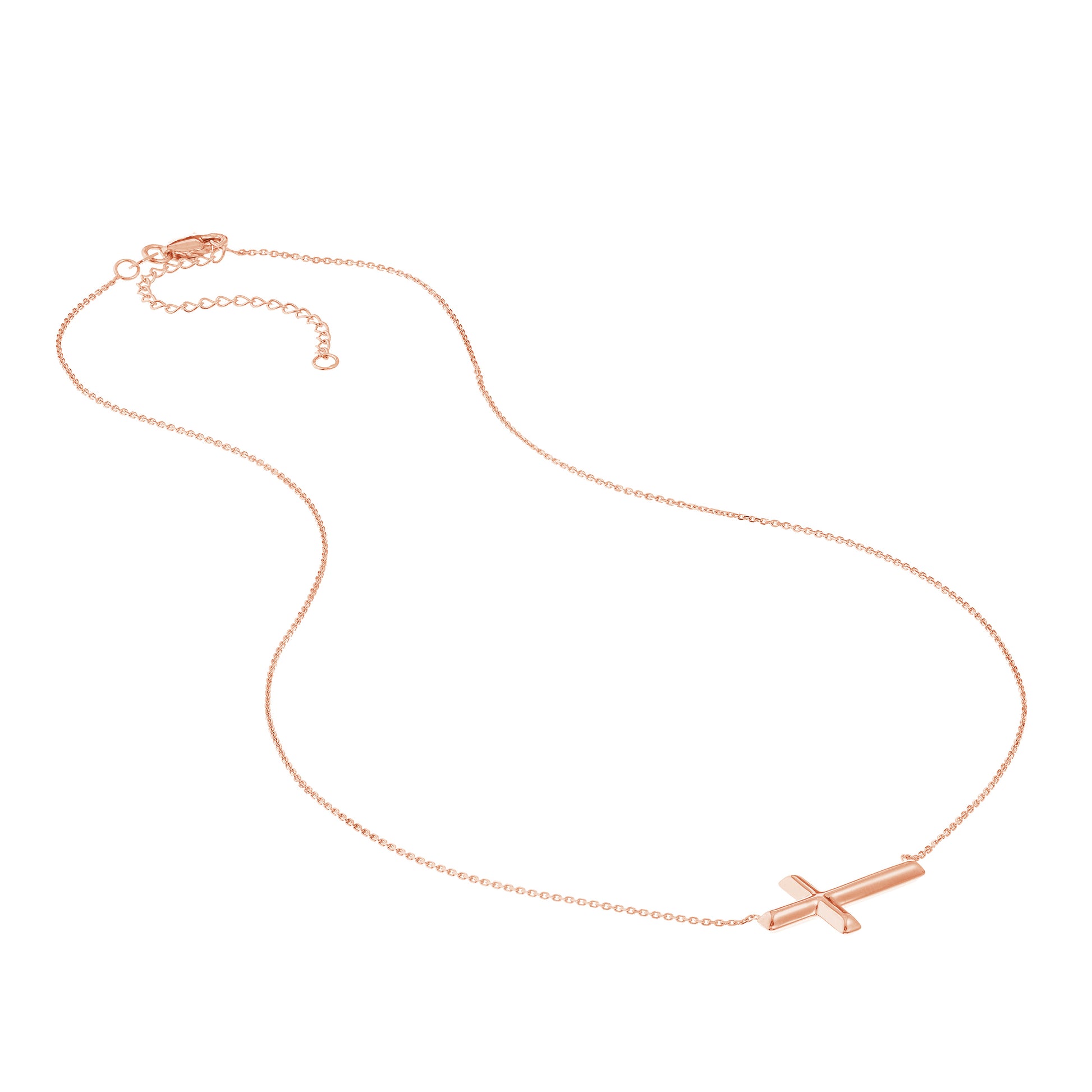 E2W Small Sideways Cross Adjustable Necklace