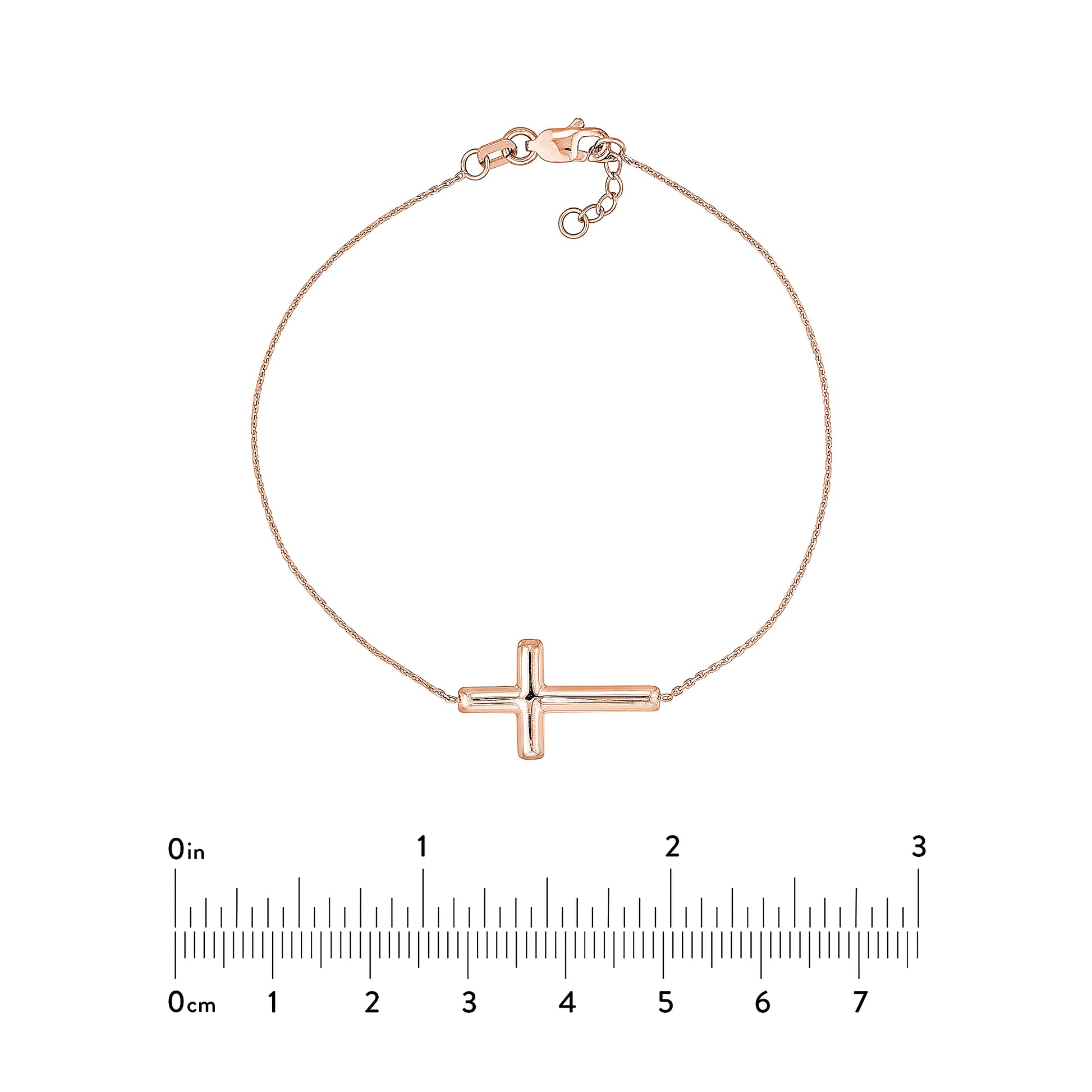 Sideways Cross on Chain Adj. Bracelet