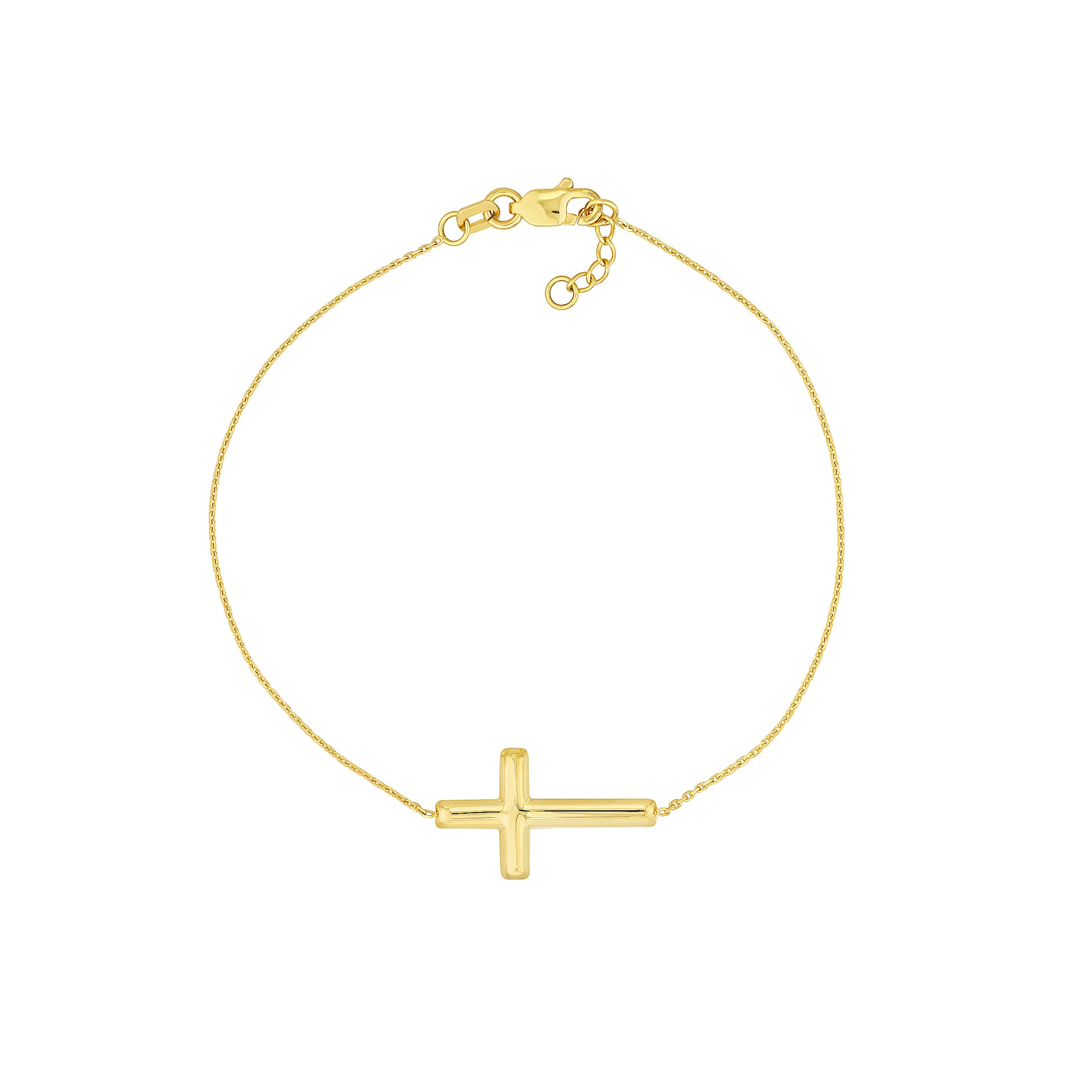 Sideways Cross on Chain Adj. Bracelet