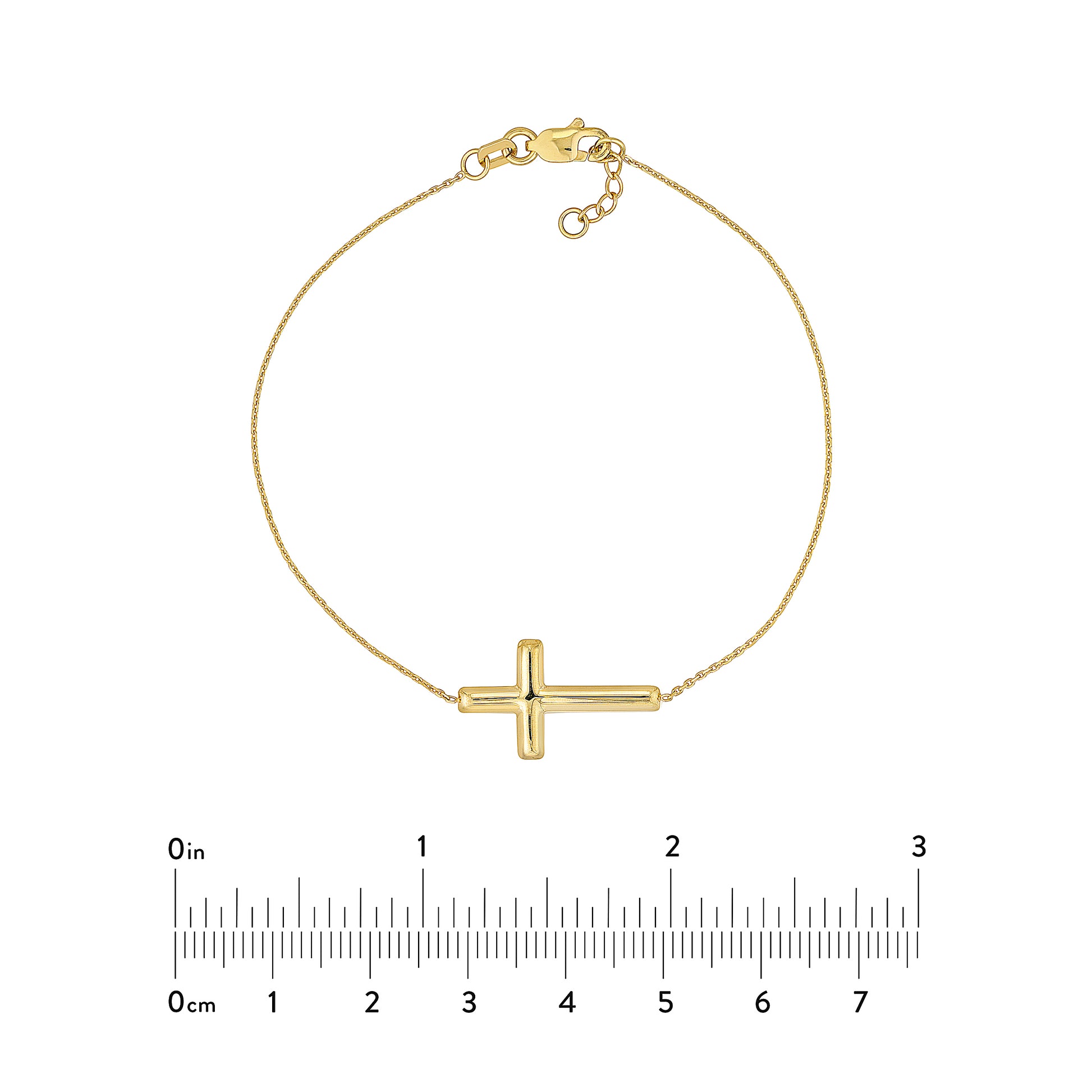 Sideways Cross on Chain Adj. Bracelet