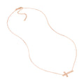 Diamond-Cut Sideways Cross Adj. Necklace