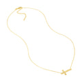 Diamond-Cut Sideways Cross Adj. Necklace