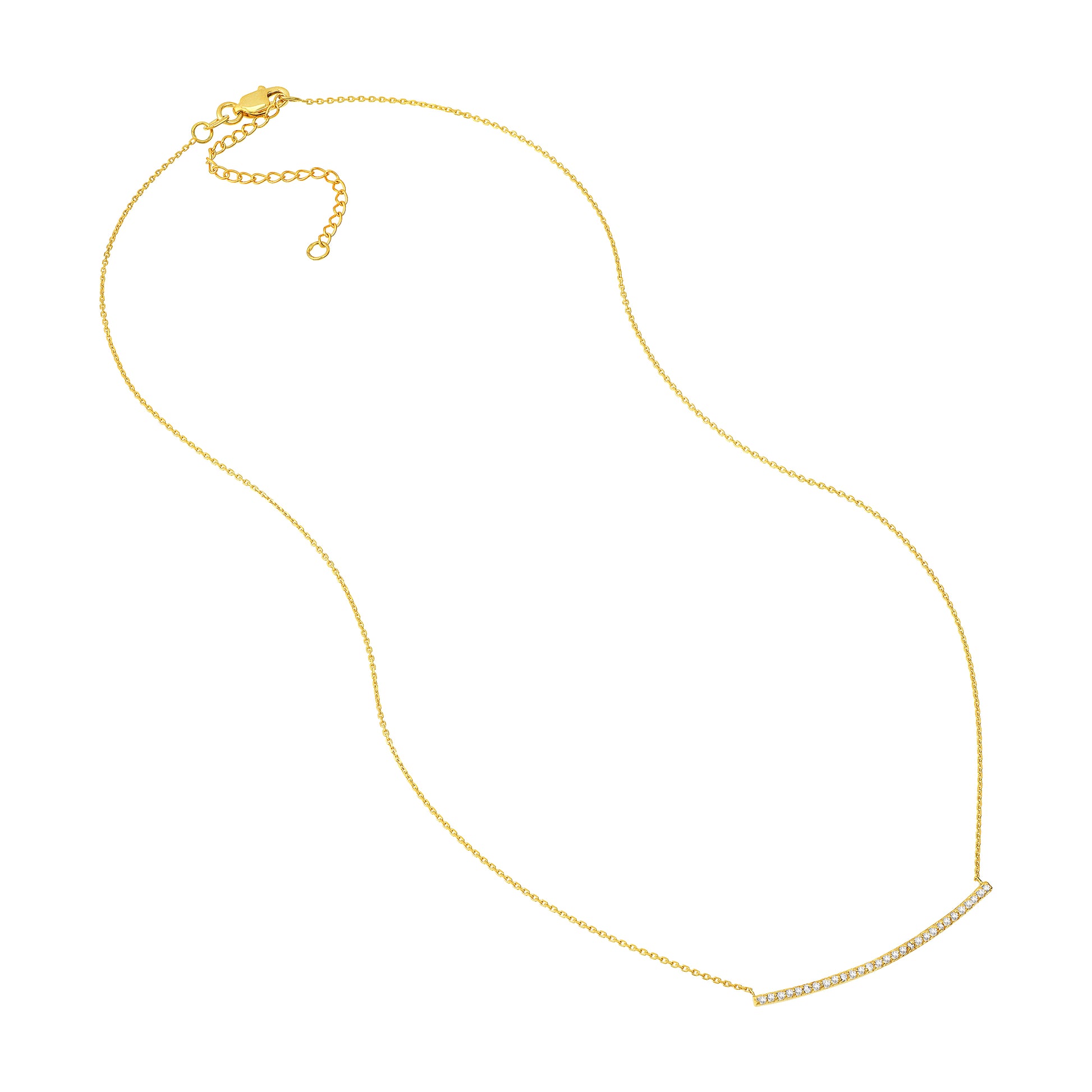 Curved Bar Adj. Necklace with 1/5tcw Diamond