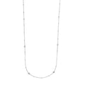 Sterling Silver Mini Bead and CZ Bezel Station Long Necklace