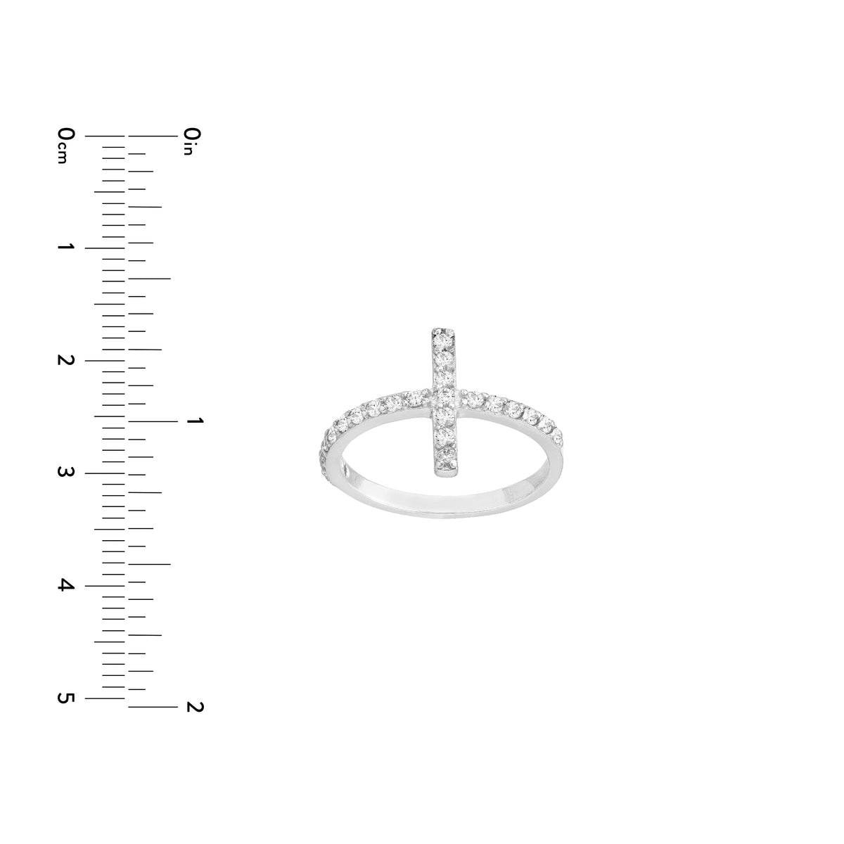Sideways CZ Cross Ring