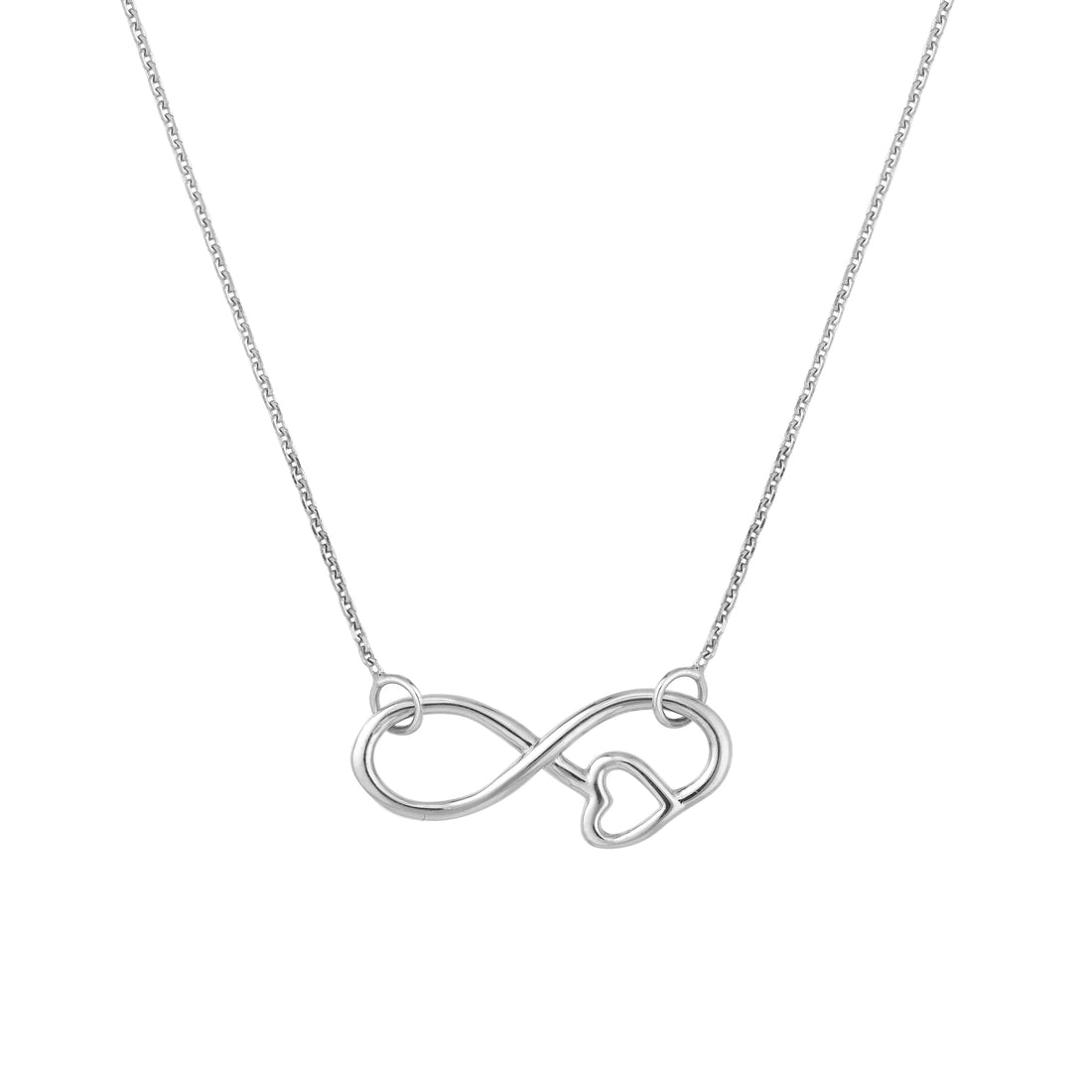 Sterling Silver Infinity Symbol Heart Adjustable Necklace