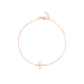 Sideways Mini CZ Cross Adjustable Bracelet