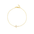 Sideways Mini CZ Cross Adjustable Bracelet