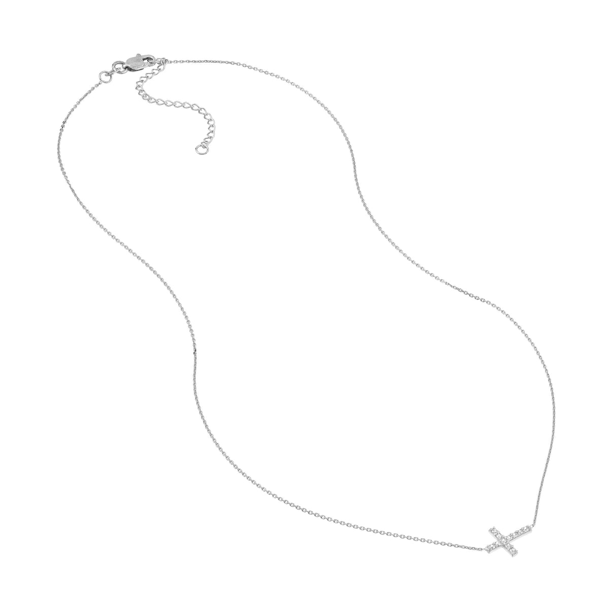Sideways Mini CZ Cross Adjustable Necklace