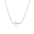 Sideways Mini CZ Cross Adjustable Necklace