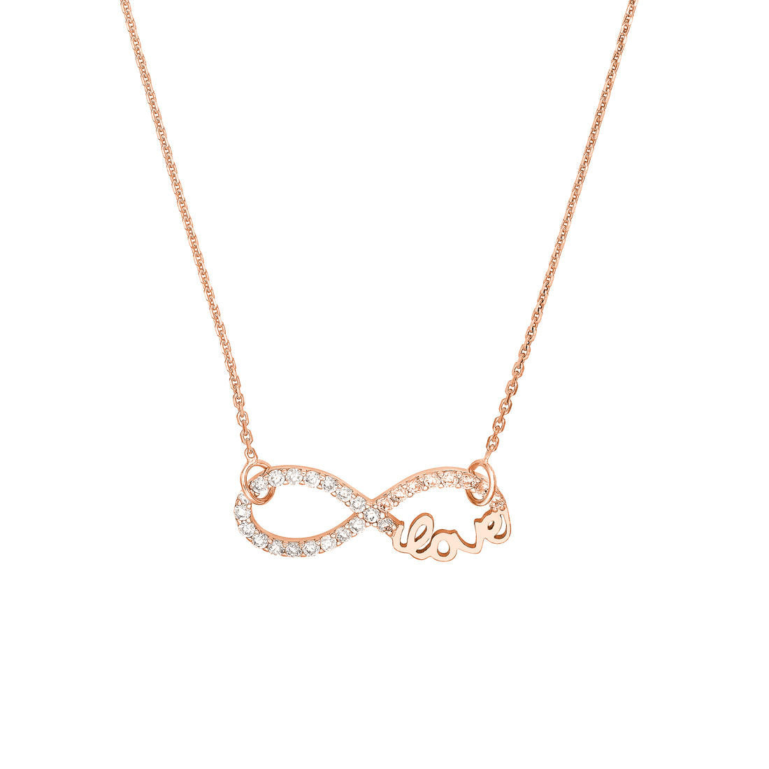 Plated Sterling Silver CZ Infinity Love Necklace