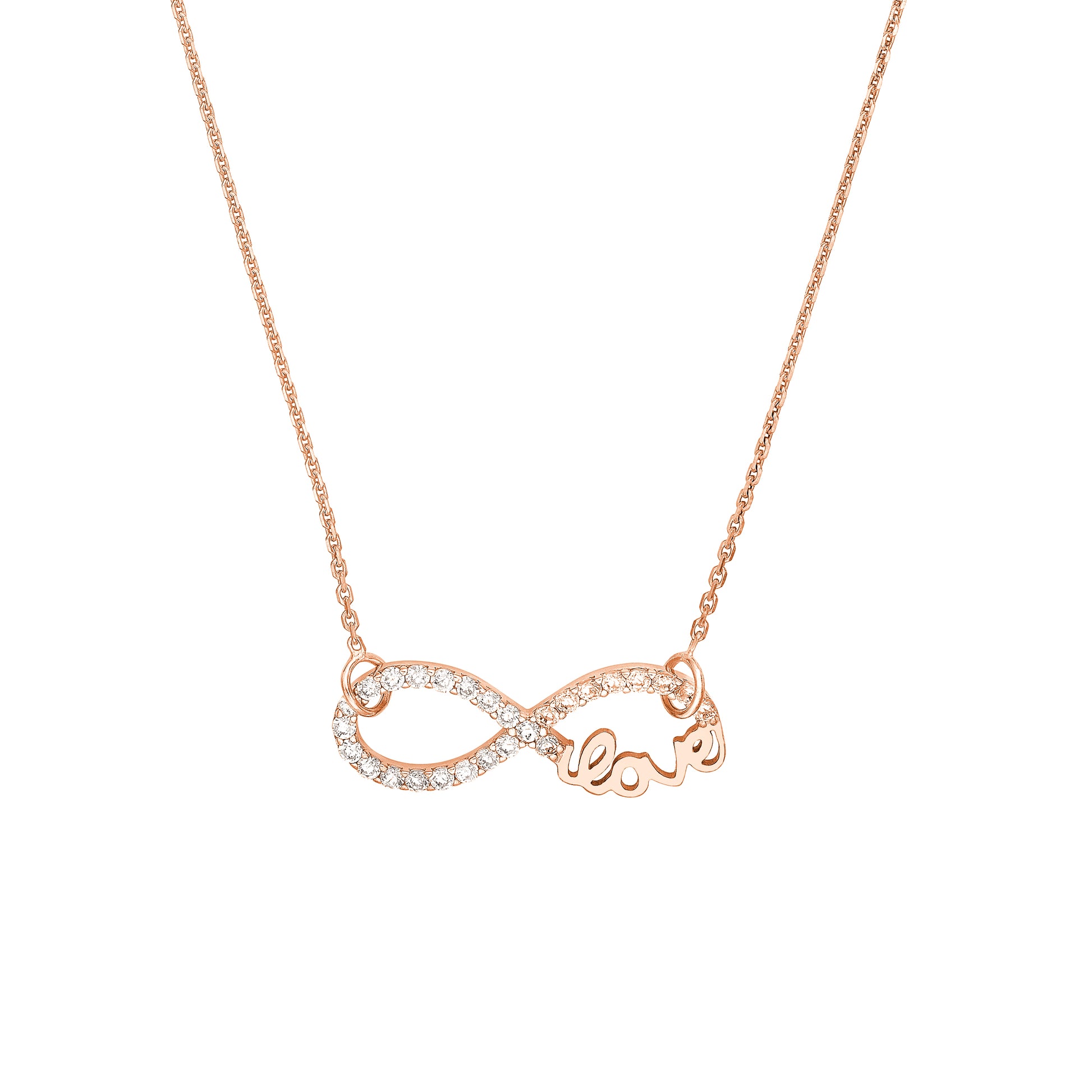 Plated Sterling Silver CZ Infinity Love Necklace
