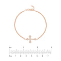 Plated Sterling Silver Sideways CZ Cross Bracelet