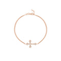 Plated Sterling Silver Sideways CZ Cross Bracelet