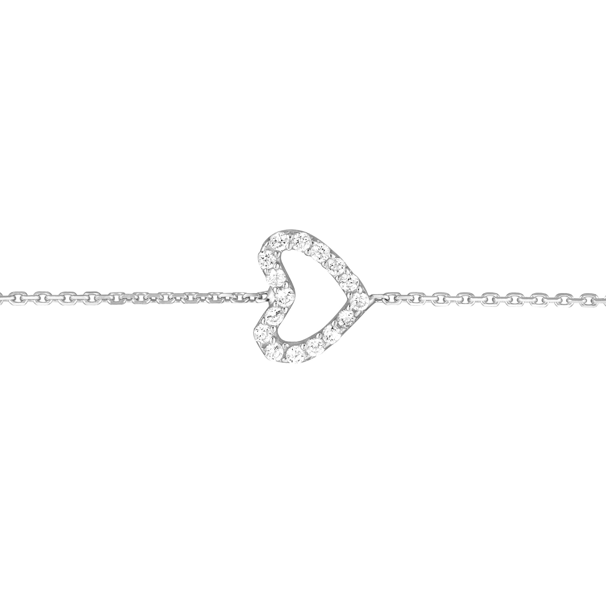 Sideways Mini CZ Heart Adjustable Bracelet