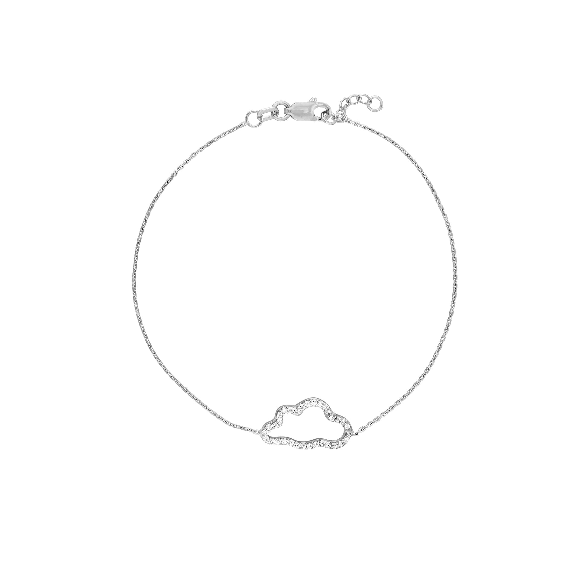 Sterling Silver CZ Open Cloud Adjustable Bracelet